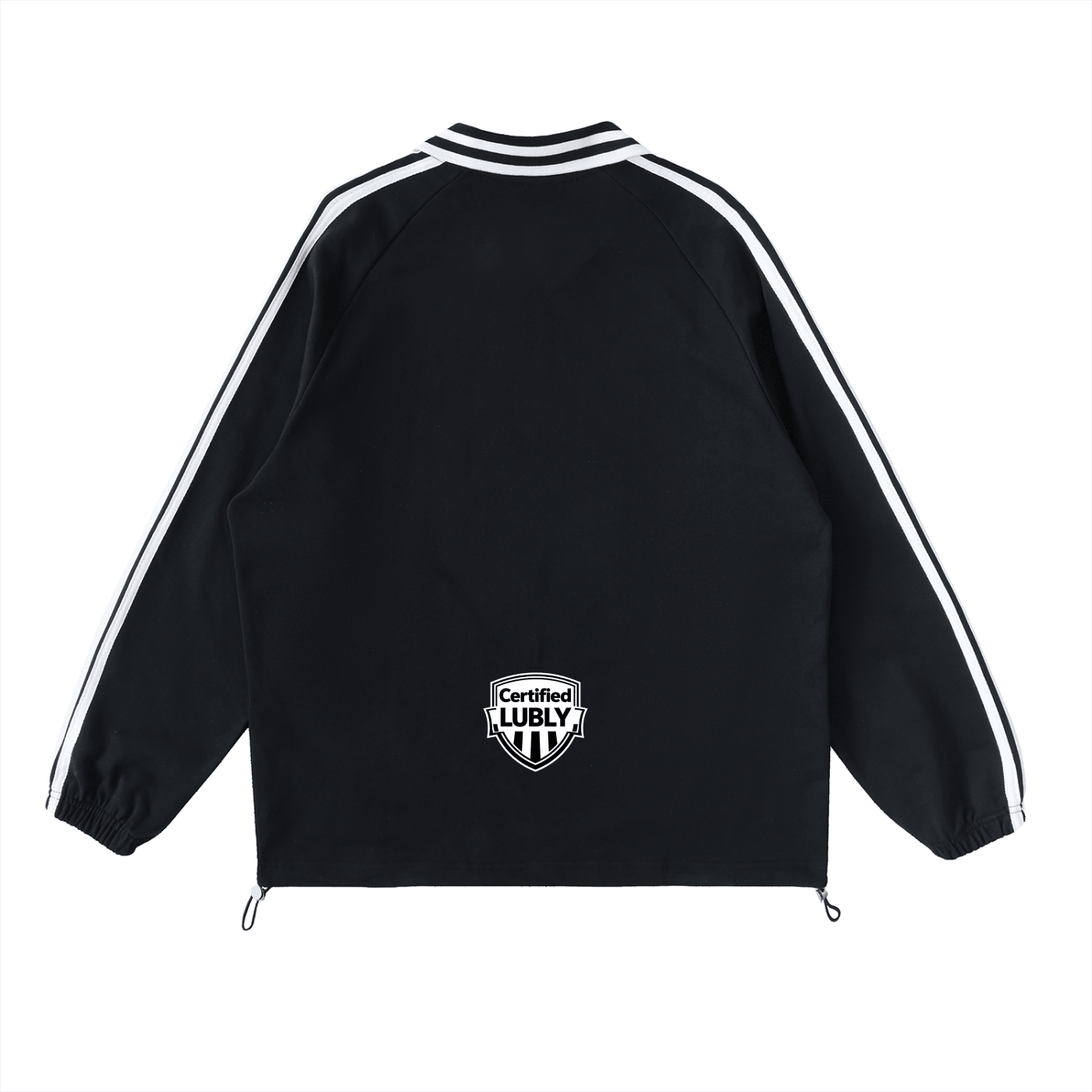 Contrast Striped Lapel Collar Sweatshirt - LUBLY