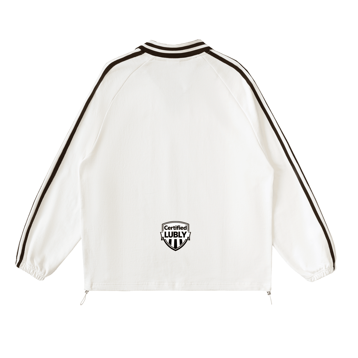 Contrast Striped Lapel Collar Sweatshirt - LUBLY