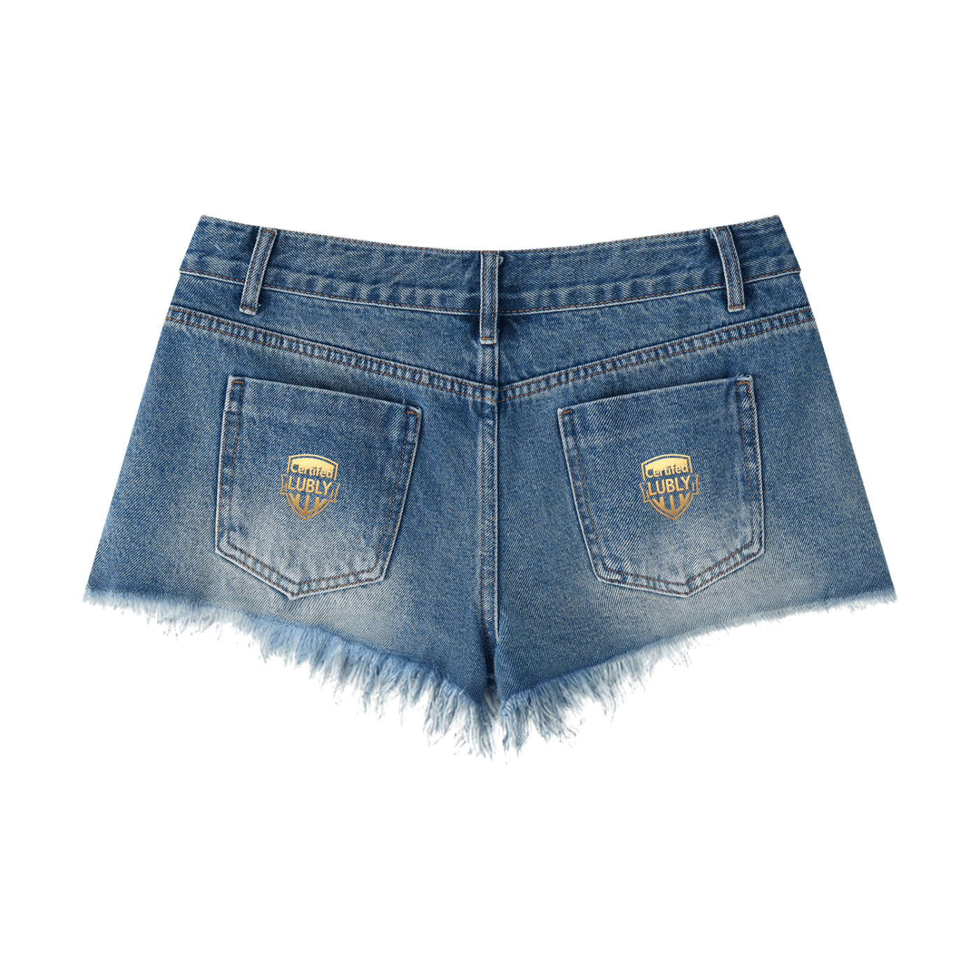 Women's Vintage Wash Raw Hem Denim Shorts - LUBLY