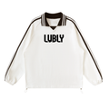 Contrast Striped Lapel Collar Sweatshirt