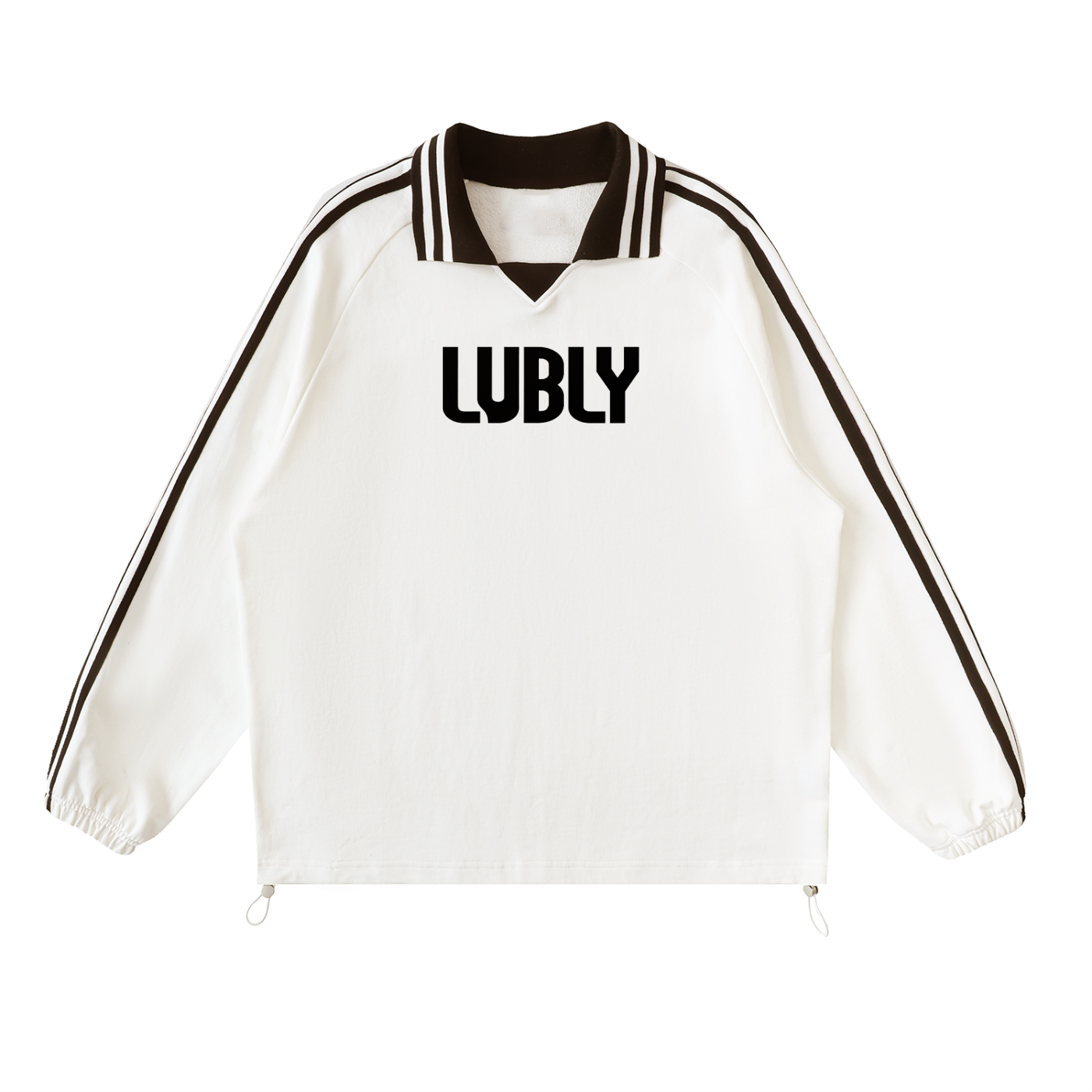 Contrast Striped Lapel Collar Sweatshirt