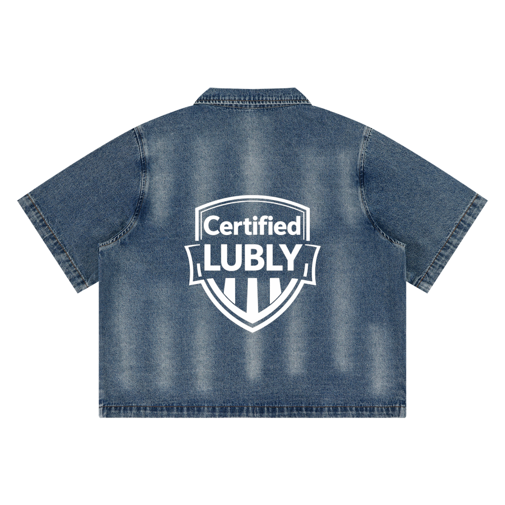 Unisex Vintage Washed Full-Zip Denim Shirt