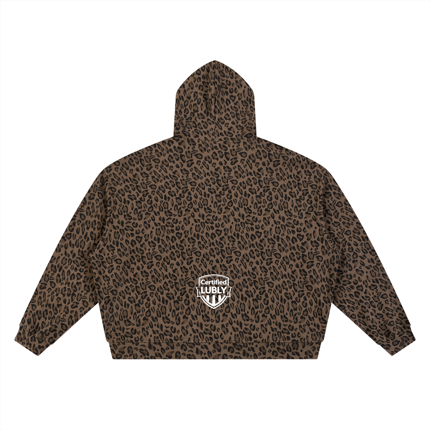 Unisex Leopard Print Waffle Full Zip Hoodie