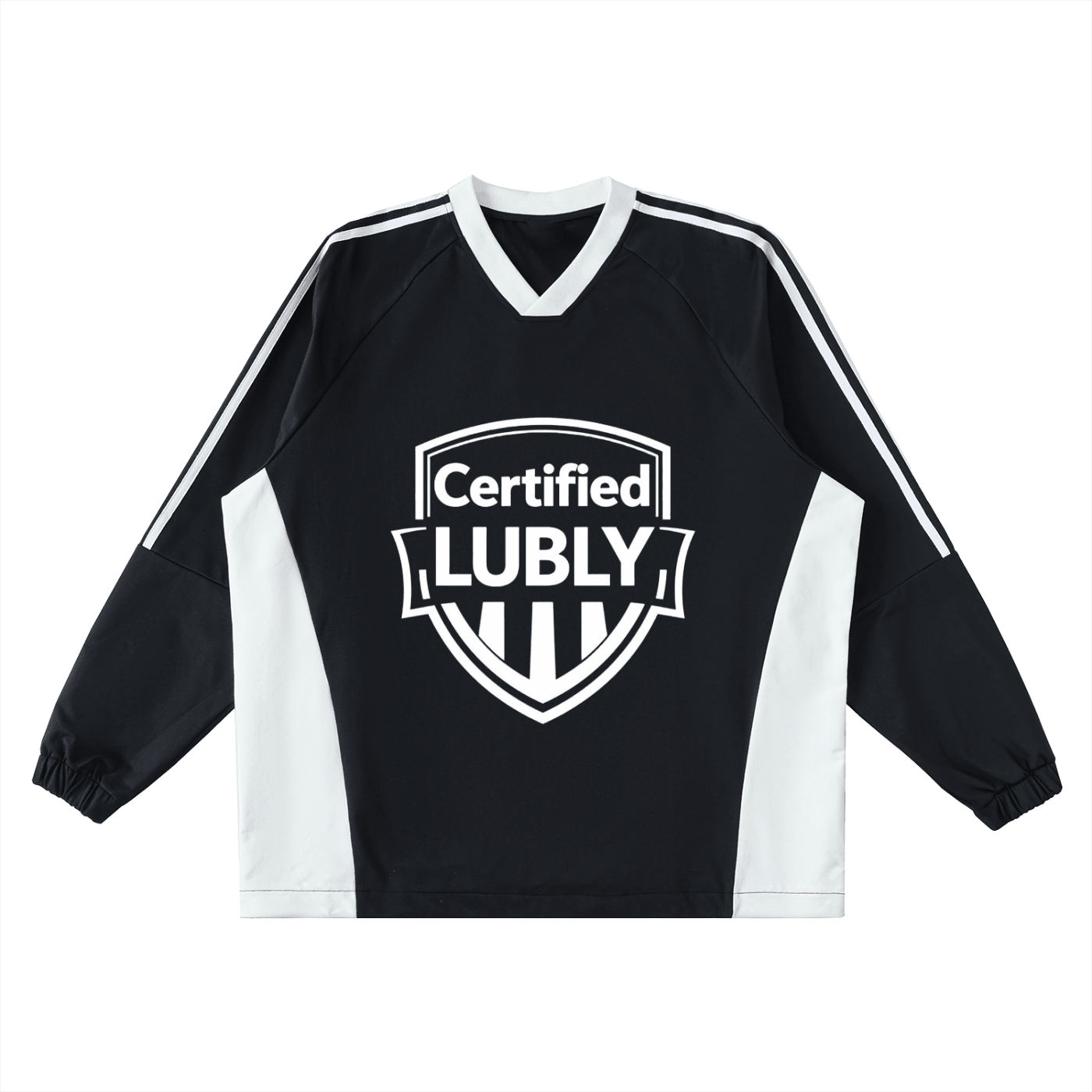 Color-Block V-Neck Long-Sleeve T-Shirt - LUBLY
