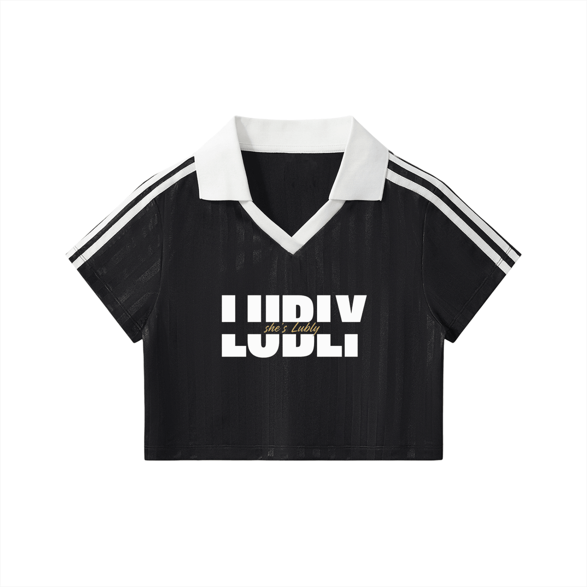 Contrast Collar Striped Cropped Jersey - LUBLY