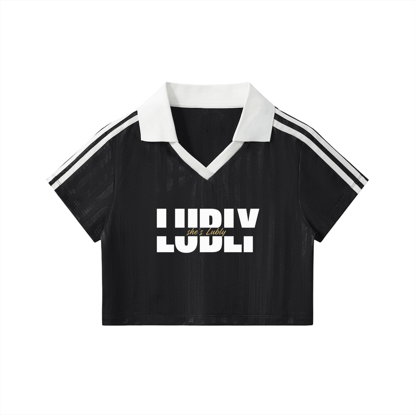 Contrast Collar Striped Cropped Jersey - LUBLY