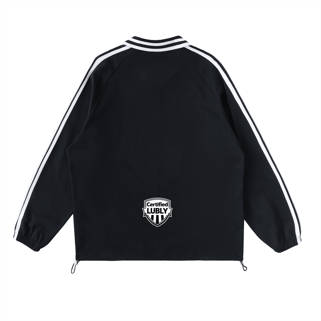 Contrast Striped Lapel Collar Sweatshirt - LUBLY