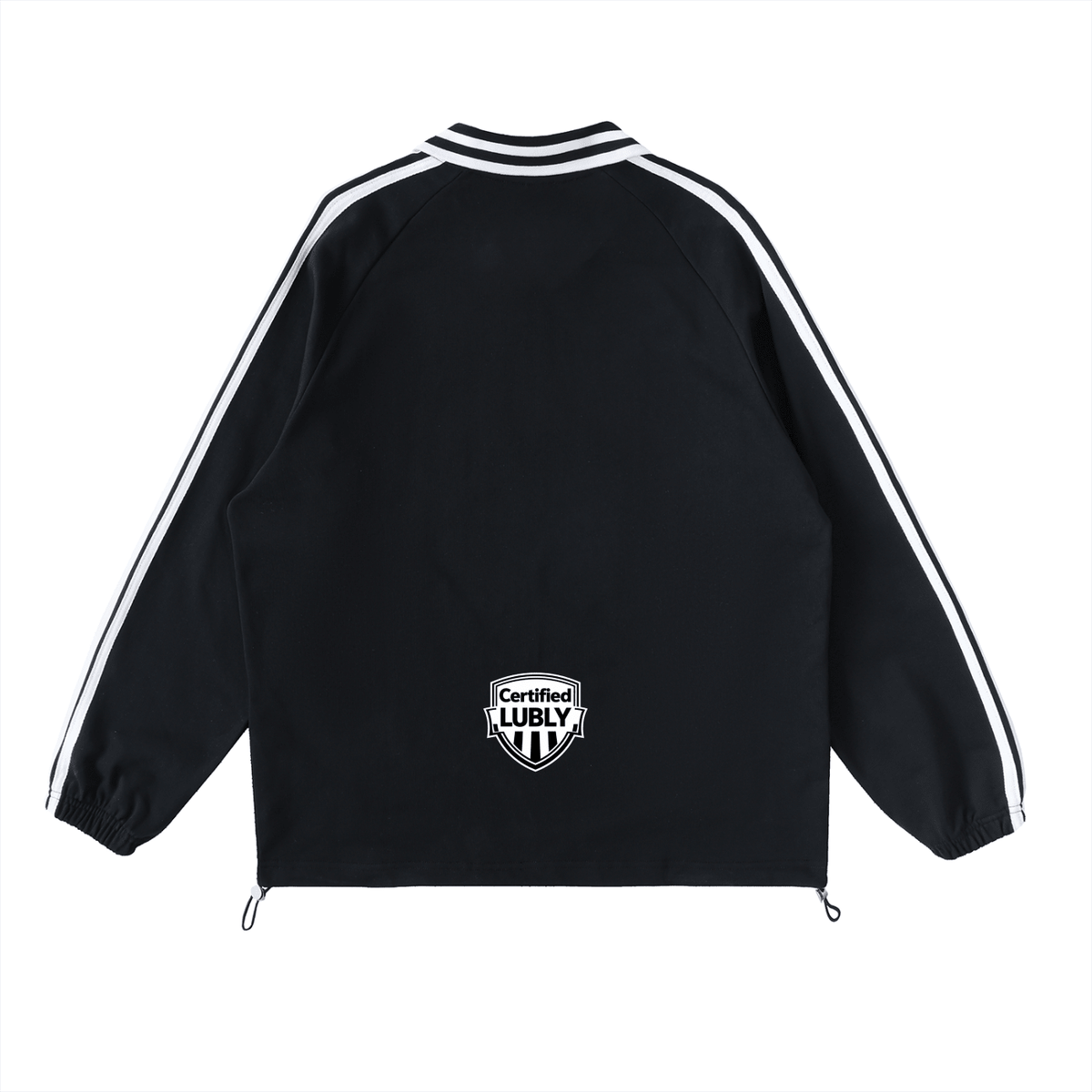 Contrast Striped Lapel Collar Sweatshirt - LUBLY
