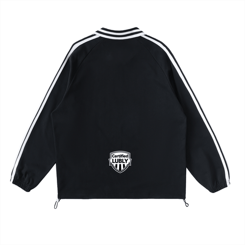 Contrast Striped Lapel Collar Sweatshirt - LUBLY