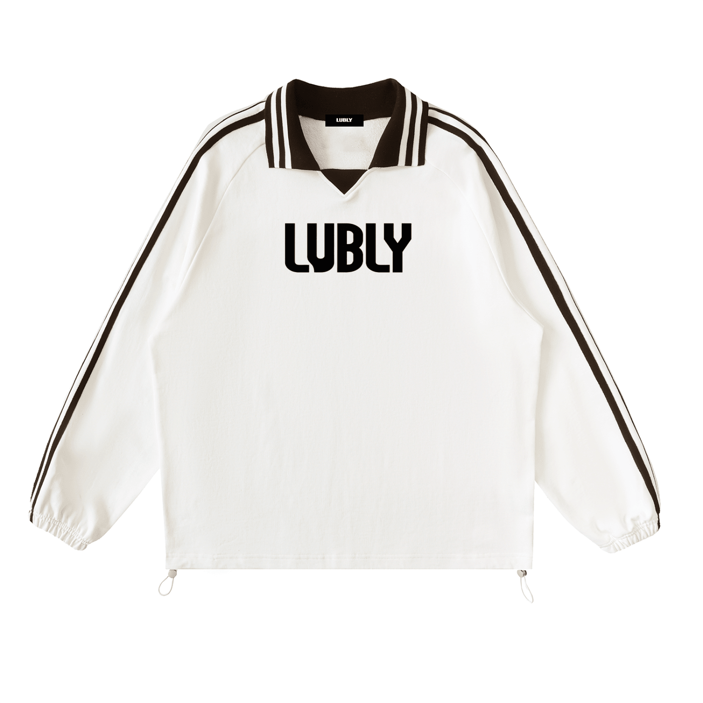 Contrast Striped Lapel Collar Sweatshirt - LUBLY