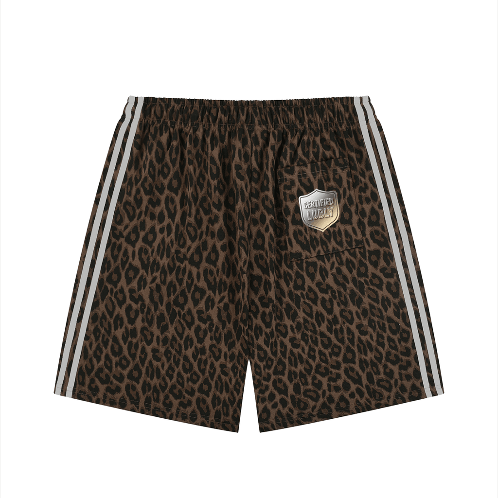 Unisex Heavyweight Leopard Drawstring Shorts - LUBLY
