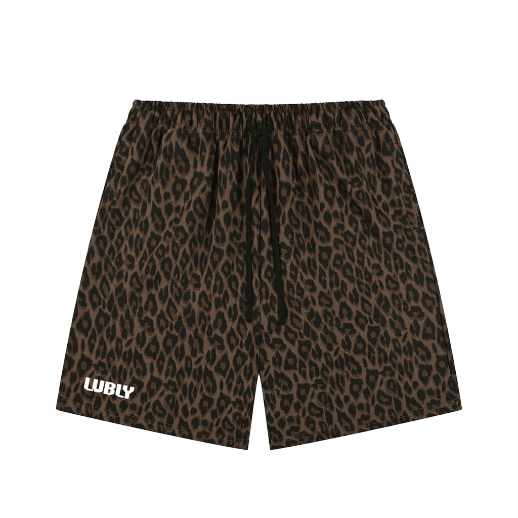 Unisex Heavyweight Leopard Drawstring Shorts - LUBLY
