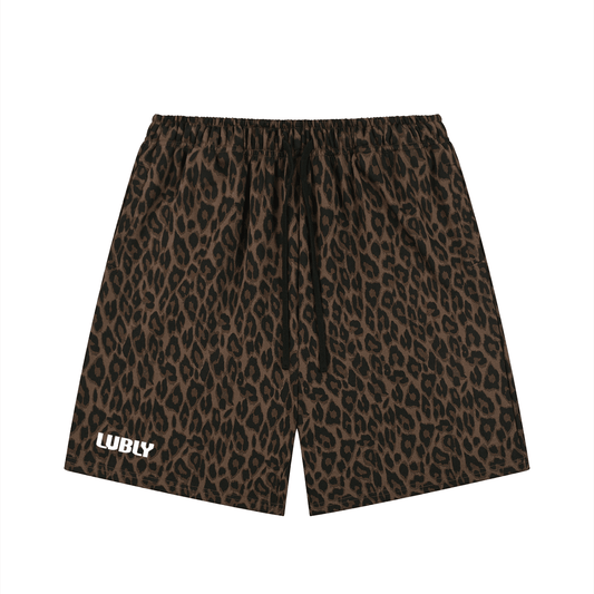 Unisex Heavyweight Leopard Drawstring Shorts - LUBLY