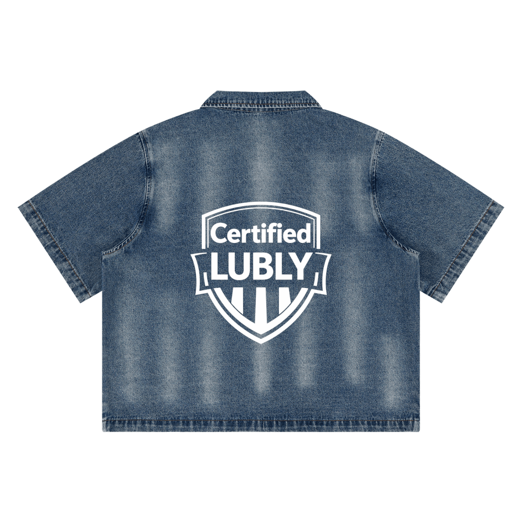 Unisex Vintage Washed Full-Zip Denim Shirt - LUBLY